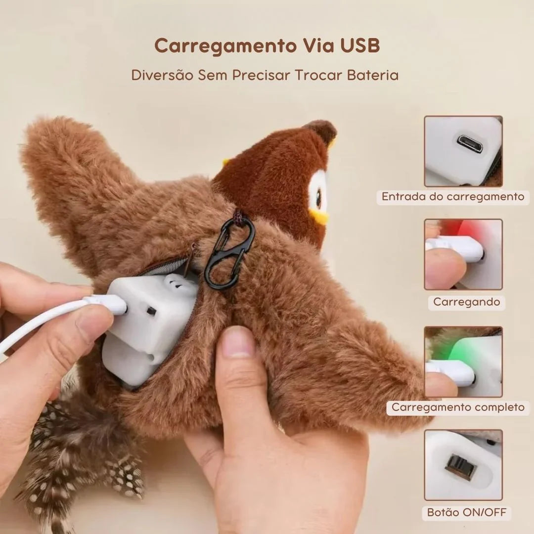 Pássaro Interativo com Som Real para Gatos
