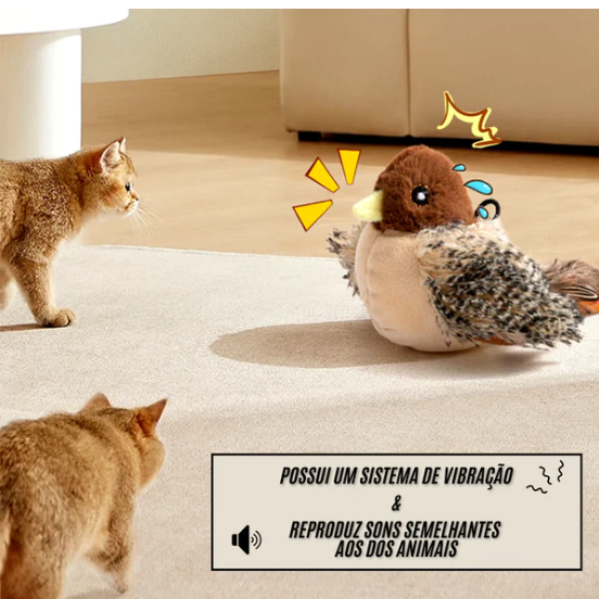 Pássaro Interativo com Som Real para Gatos