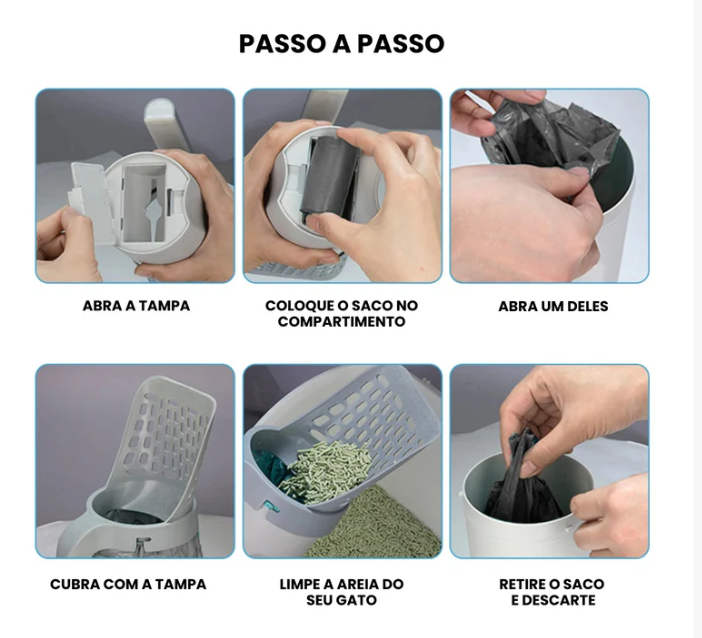 Pá Higiênica com Dispenser para Gatos