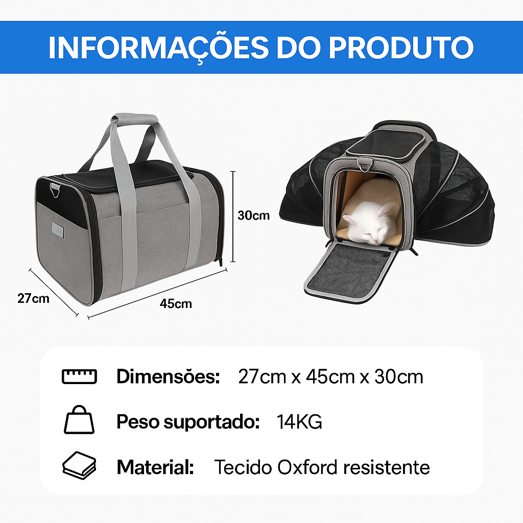 Bolsa Transporte Pet Expansível
