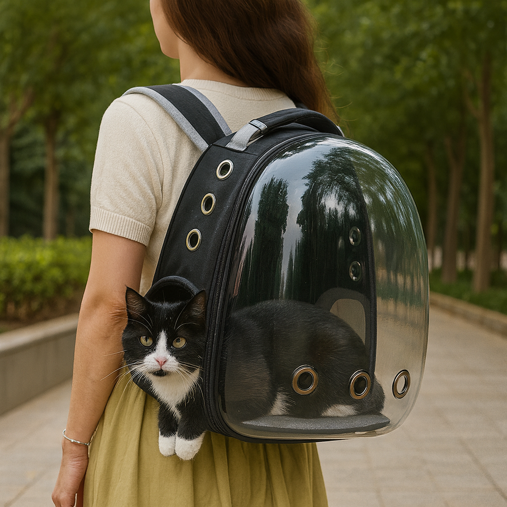 Mochila Astronauta para Gatos – Conforto, Visor Panorâmico