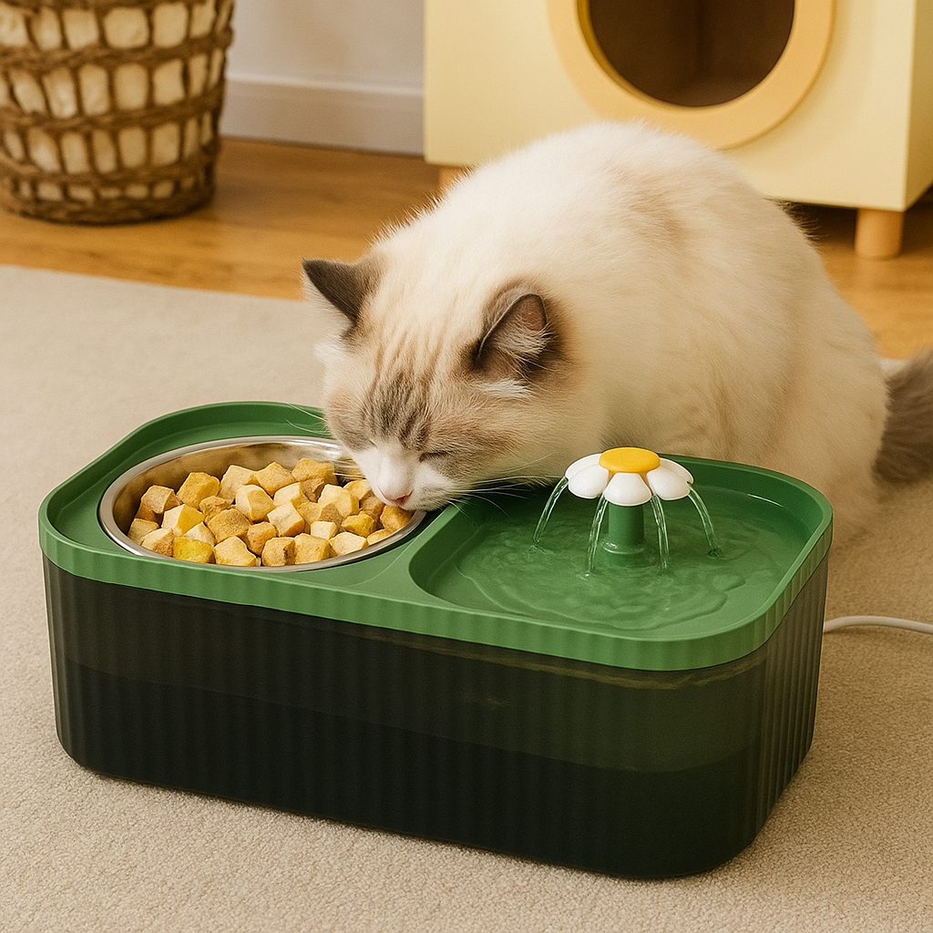 Fonte Bebedouro 3L com Comedouro Flower – Pets