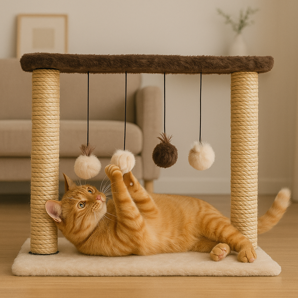 Arranhador Poste Duplo com Brinquedo