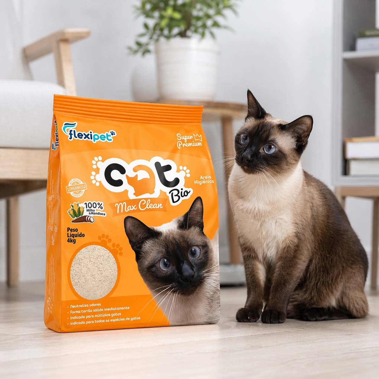 Areia Anti-Odor para Gatos – Elimine o Cheiro na Hora 12 Kg (3 pacotes de 4 kg)