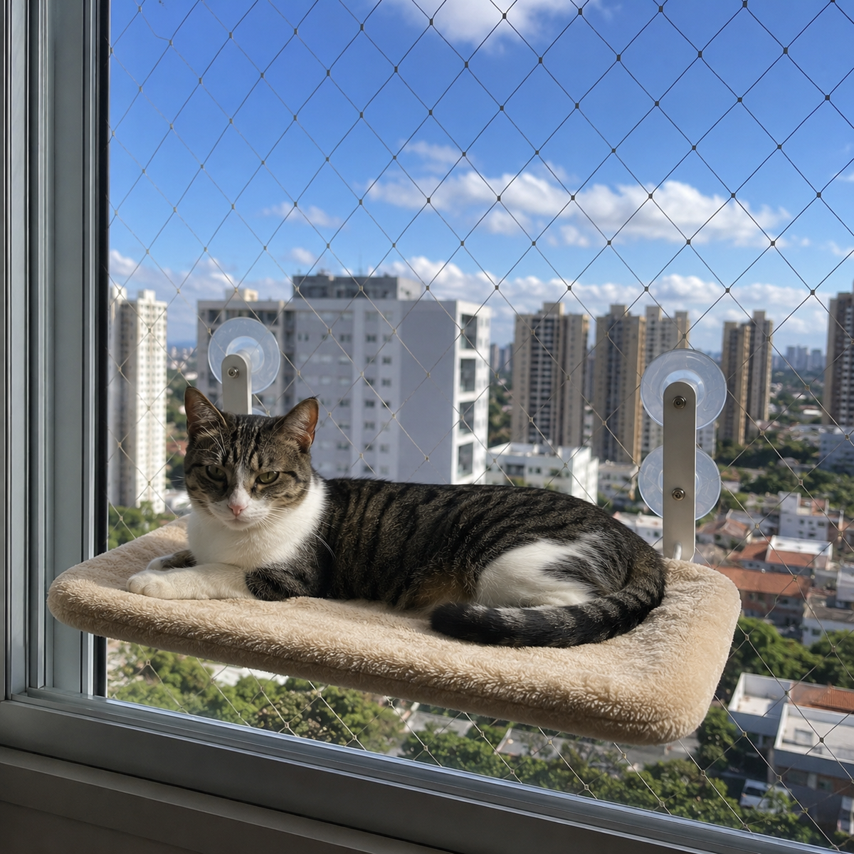 Cama Suspensa para Gatos com Ventosa de Janela