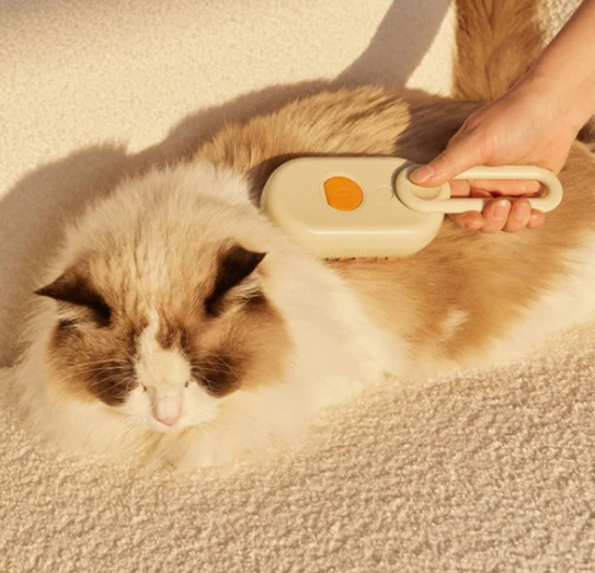 Escova a Vapor 3 em 1 para Pets – Remove Pelos, Massageia e Hidrata