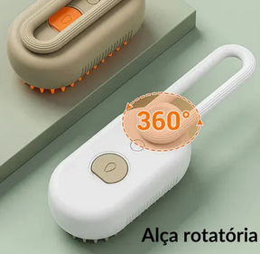 Escova a Vapor 3 em 1 para Pets – Remove Pelos, Massageia e Hidrata