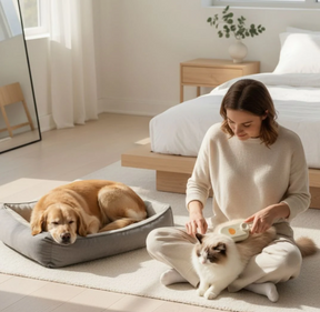 Escova a Vapor 3 em 1 para Pets – Remove Pelos, Massageia e Hidrata