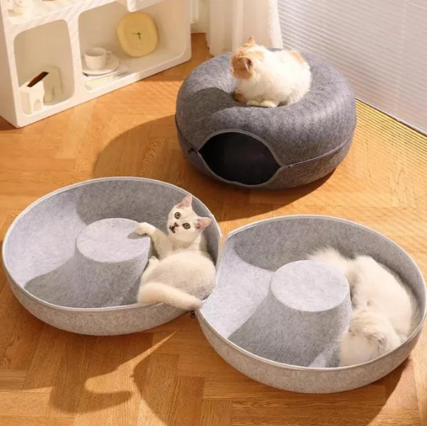 Cama Túnel Donut para Gatos 2 em 1 – Conforto e Diversão