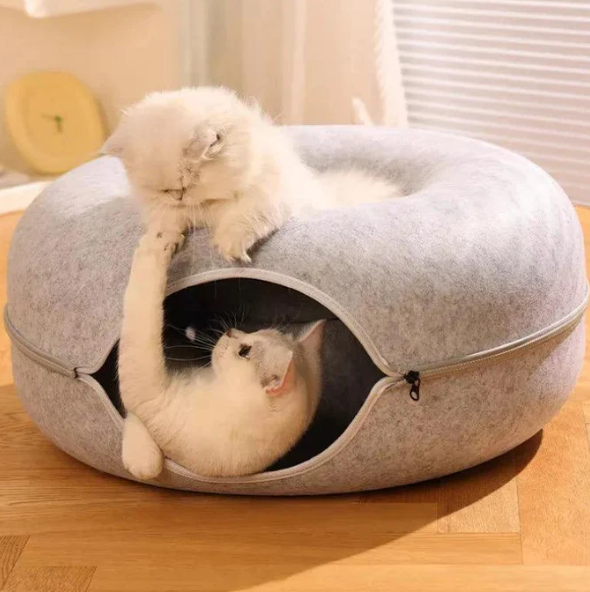 Cama Túnel Donut para Gatos 2 em 1 – Conforto e Diversão