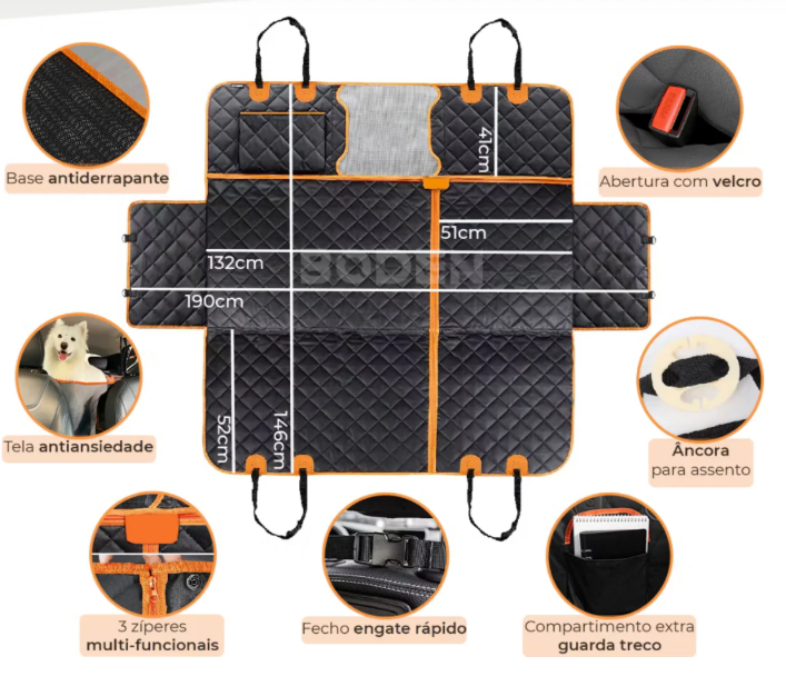 Capa Rígida Protetora para Banco de Carro Pet- Impermeável