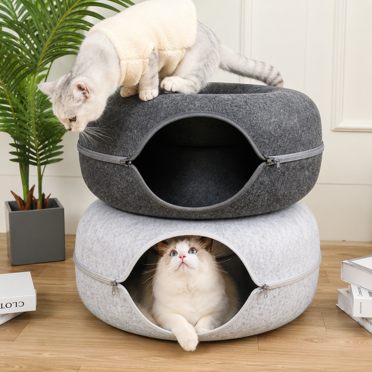 Cama Túnel Donut para Gatos 2 em 1 – Conforto e Diversão