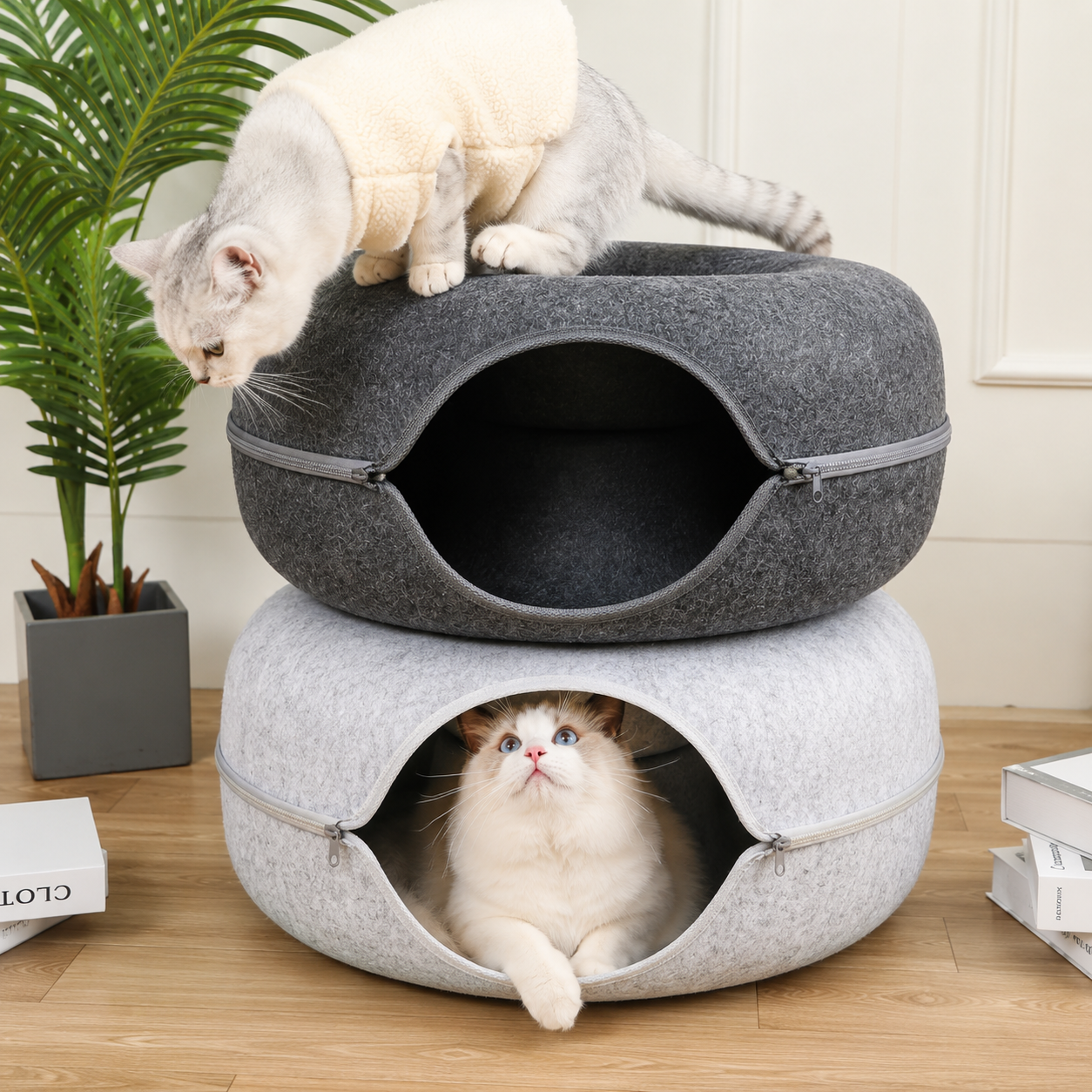 Cama Túnel Donut para Gatos 2 em 1 – Conforto e Diversão