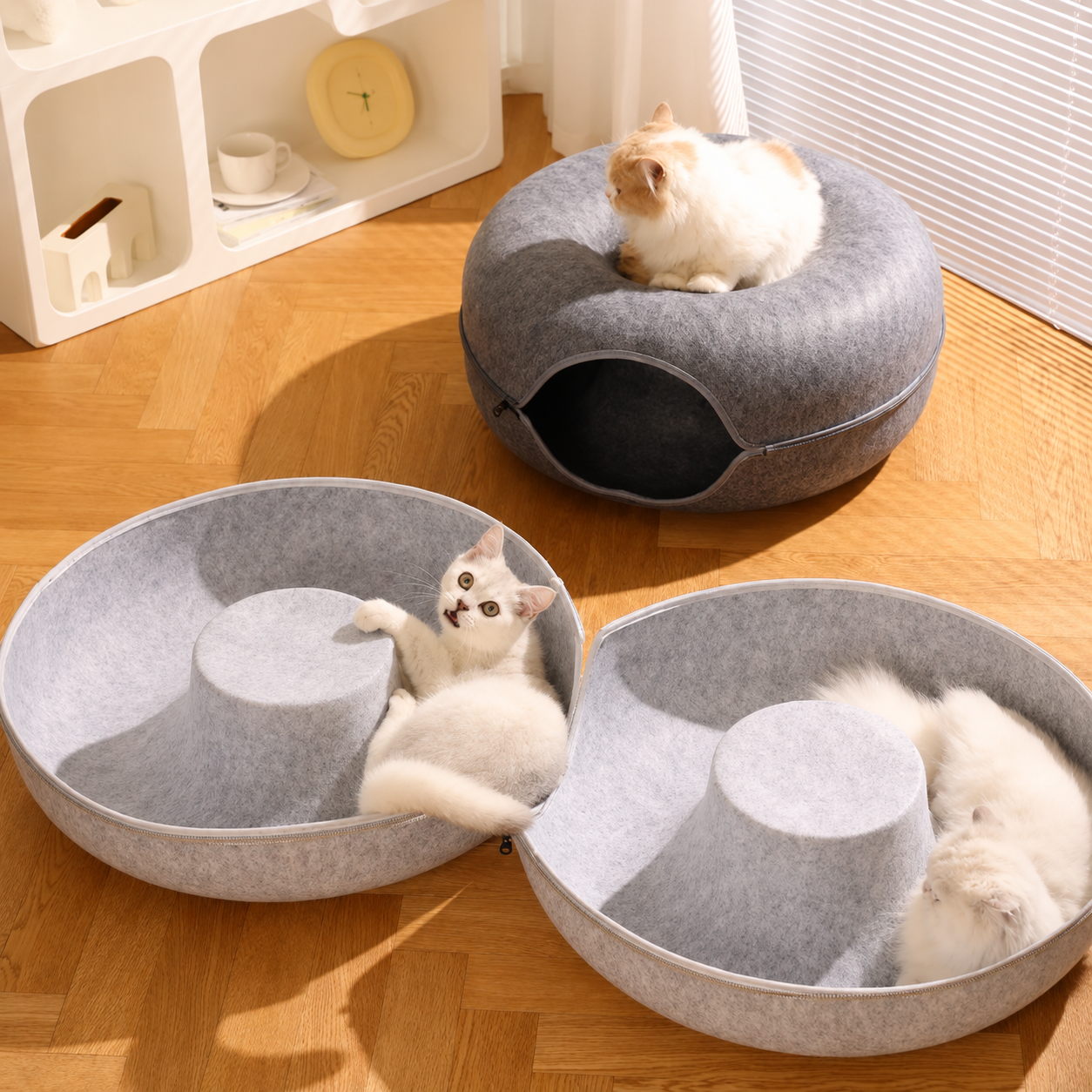 Cama Túnel Donut para Gatos 2 em 1 – Conforto e Diversão