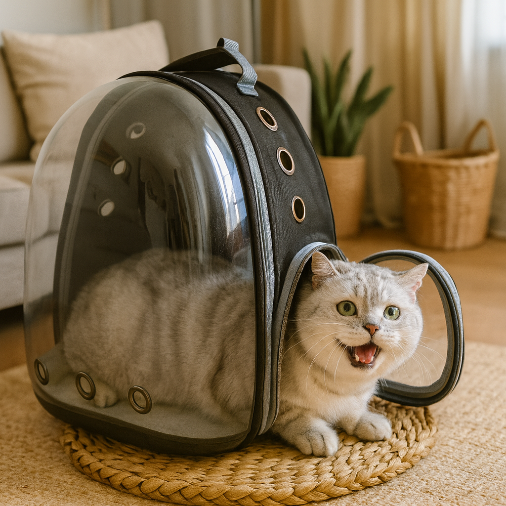 Mochila Astronauta para Gatos – Conforto, Visor Panorâmico