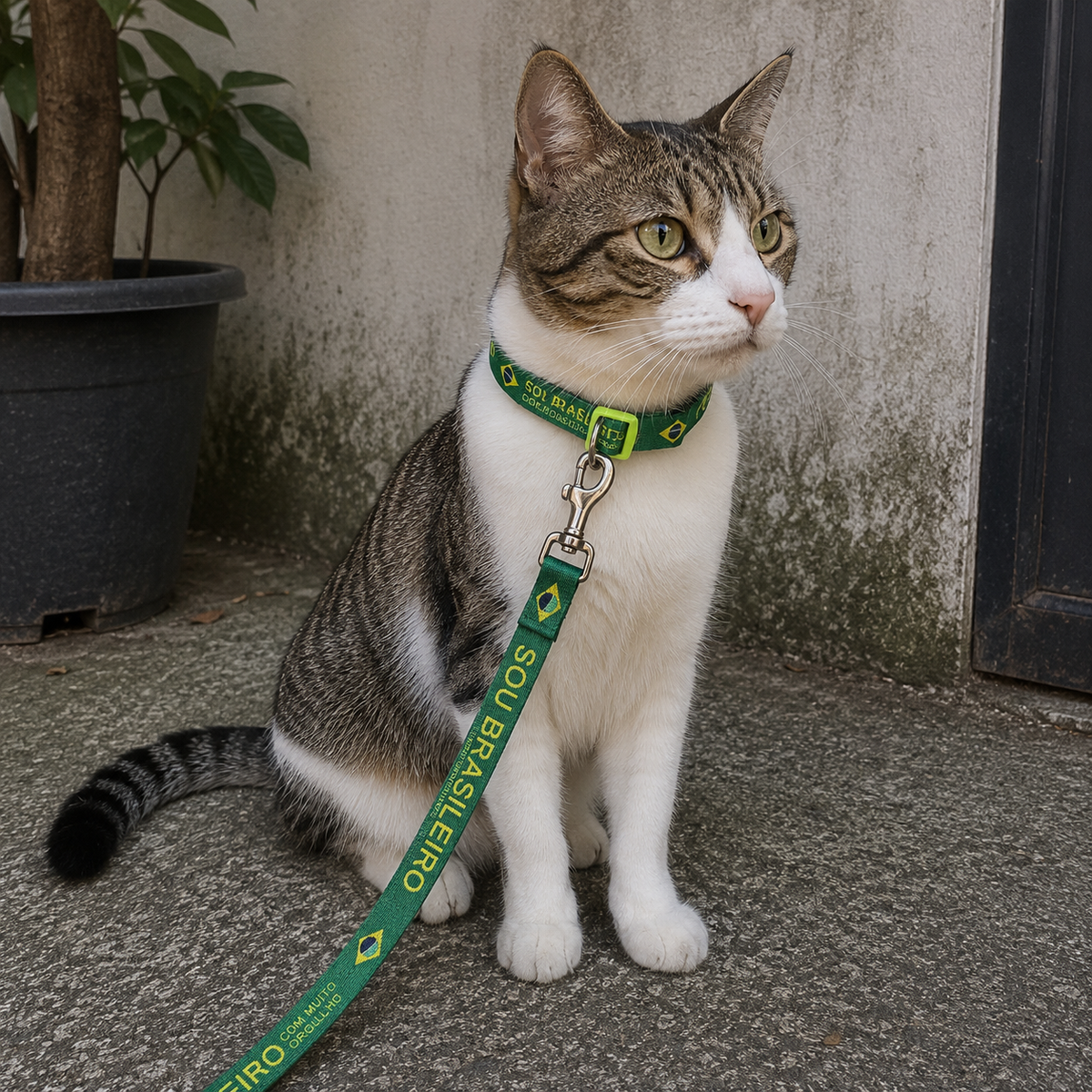 Coleira + Guia Para Cachorro e Gato Reforçada Copa 2026