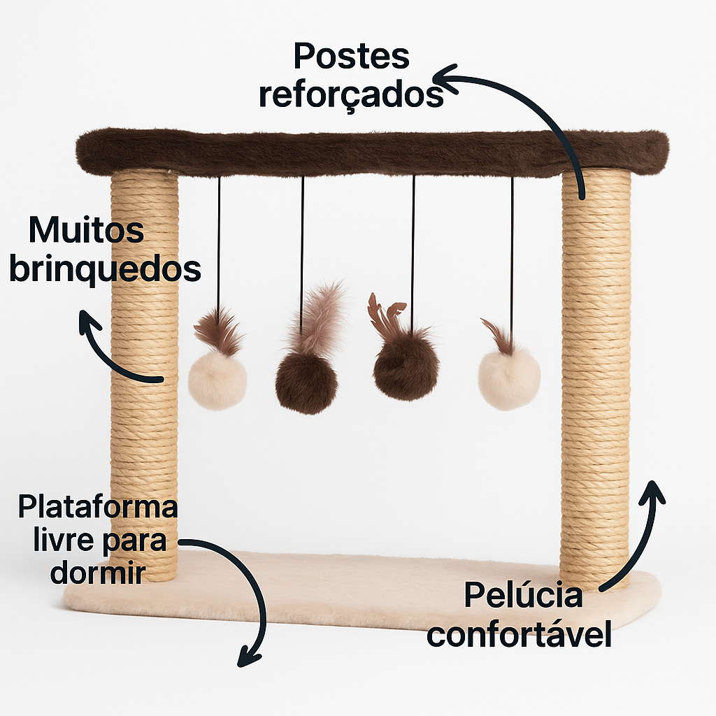 Arranhador Poste Duplo com Brinquedo