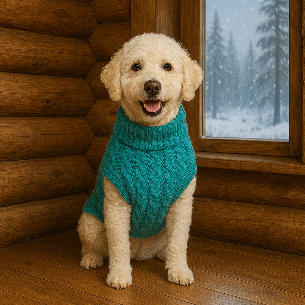 Suéter de Tricô Pet Inverno com Furo para Guia