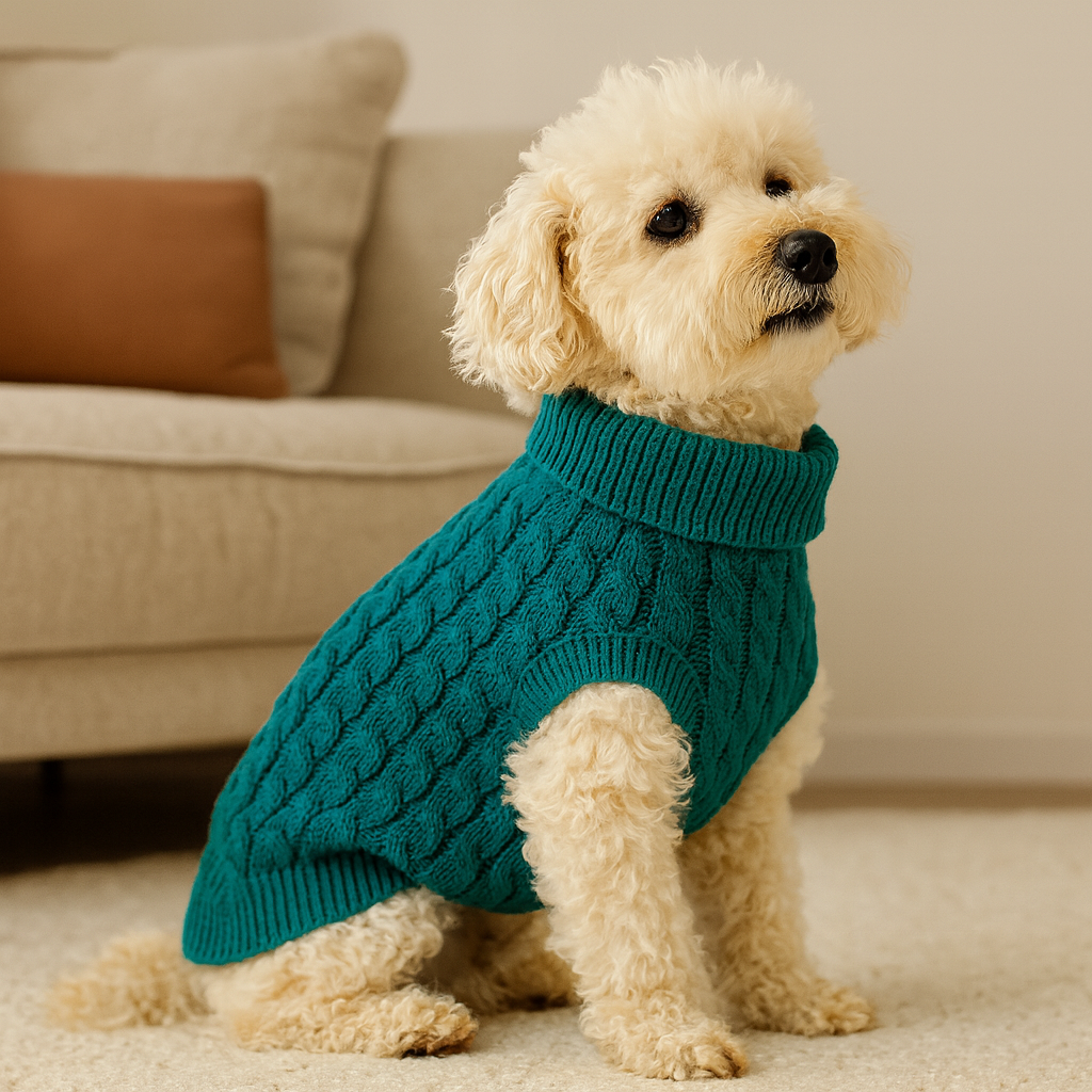 Suéter de Tricô Pet Inverno com Furo para Guia
