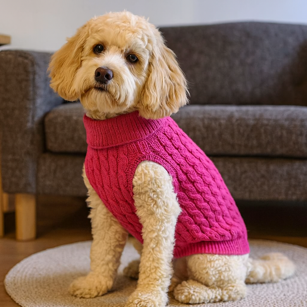 Suéter de Tricô Pet Inverno com Furo para Guia