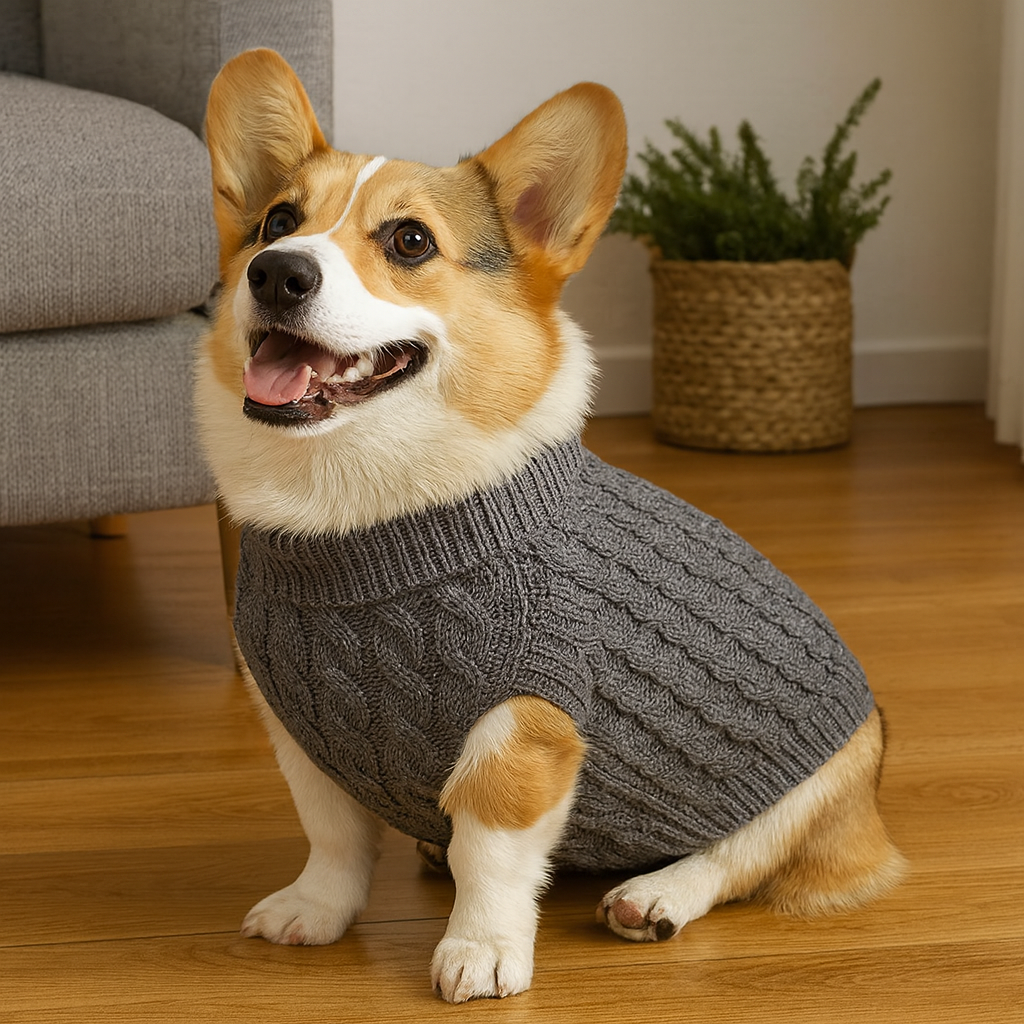 Suéter de Tricô Pet Inverno com Furo para Guia