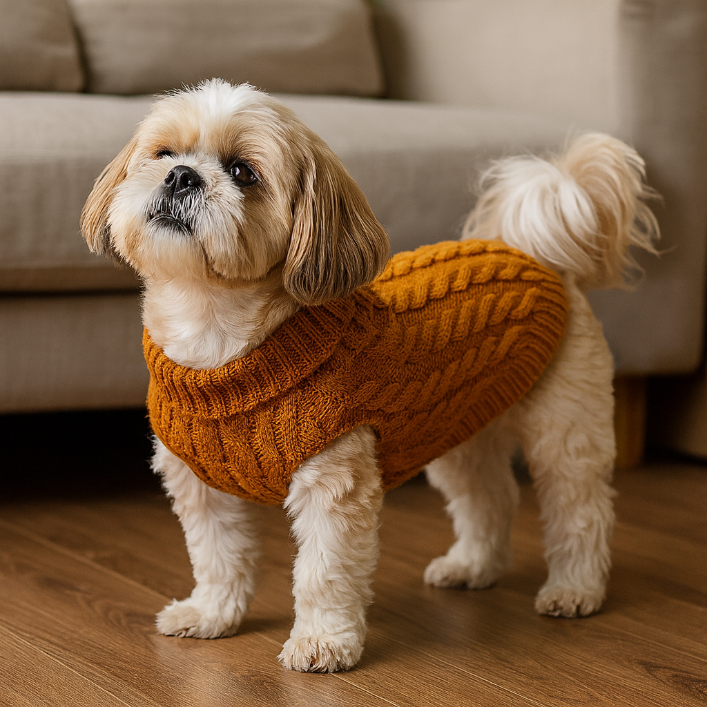 Suéter de Tricô Pet Inverno com Furo para Guia
