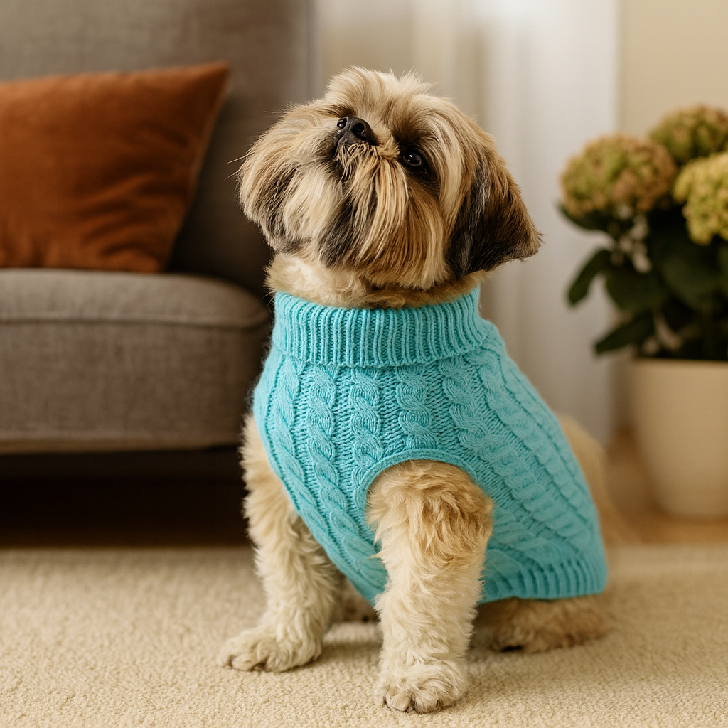 Suéter de Tricô Pet Inverno com Furo para Guia