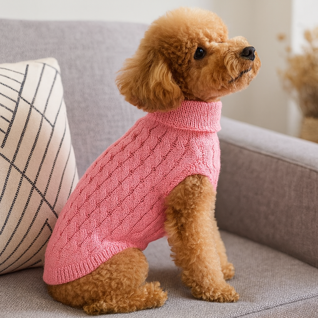 Suéter de Tricô Pet Inverno com Furo para Guia