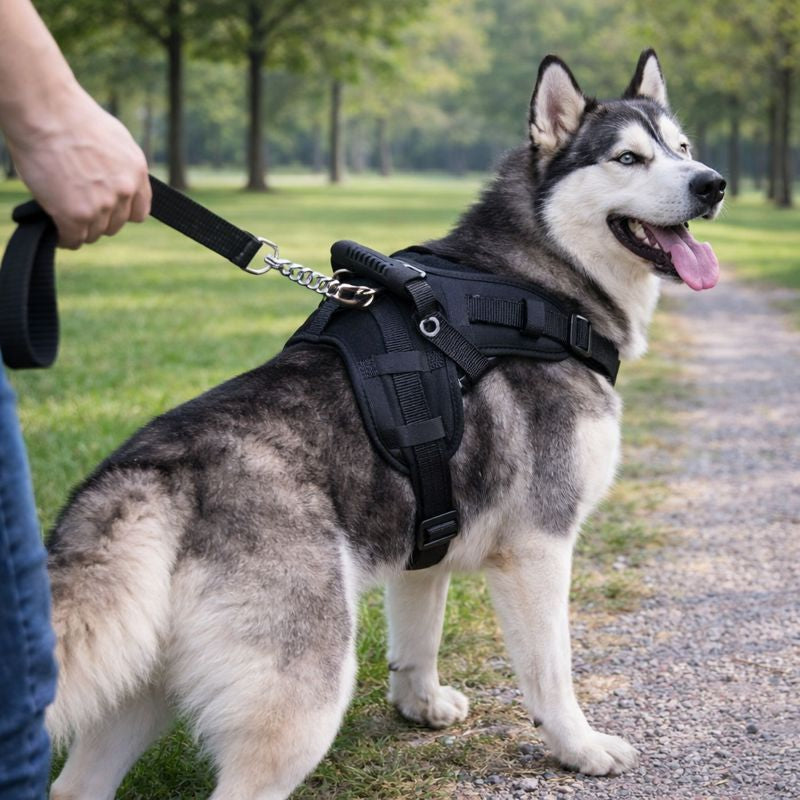 Peitoral Resistente com Guia Antipuxão para Cachorros Fortes