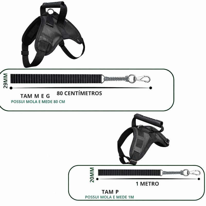 Peitoral Resistente com Guia Antipuxão para Cachorros Fortes