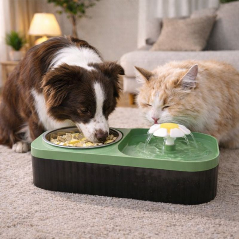 Fonte Bebedouro 3L com Comedouro Flower – Pets