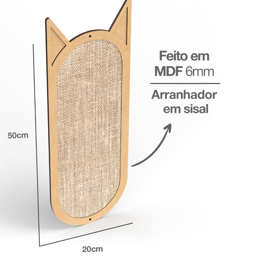 Arranhador Para Gato Parede Sisal 50x20 Grande Brinquedo Pet Ricapet