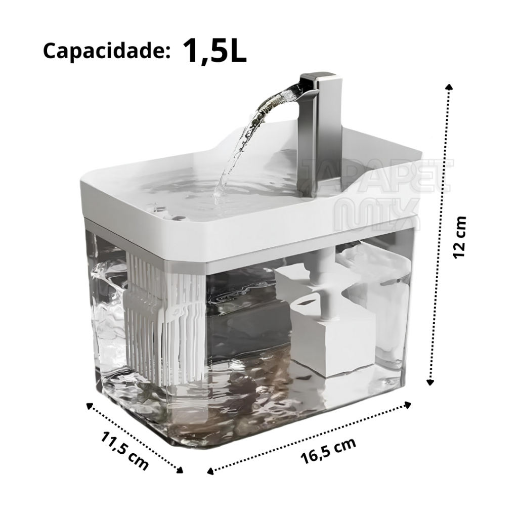 Fonte Automática para Pets com Filtro 1.5L | Bomba Silenciosa
