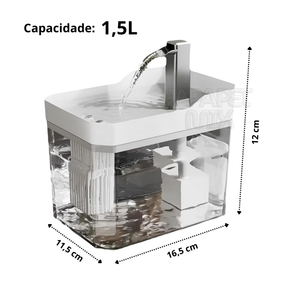 Fonte Automática para Pets com Filtro 1.5L | Bomba Silenciosa