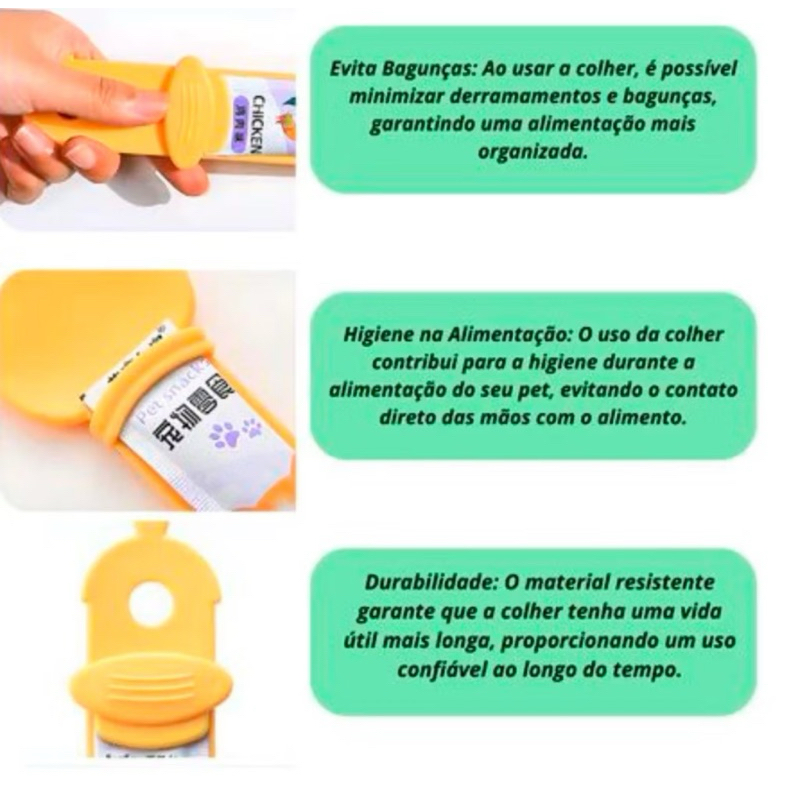 Colher Espremedoura de Sachê Para Gatos Espatula Colher Para Pate