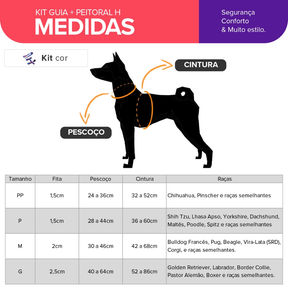 Coleira Peitoral para Cachorro Cães H Regulável Várias Estampas Basic Pet