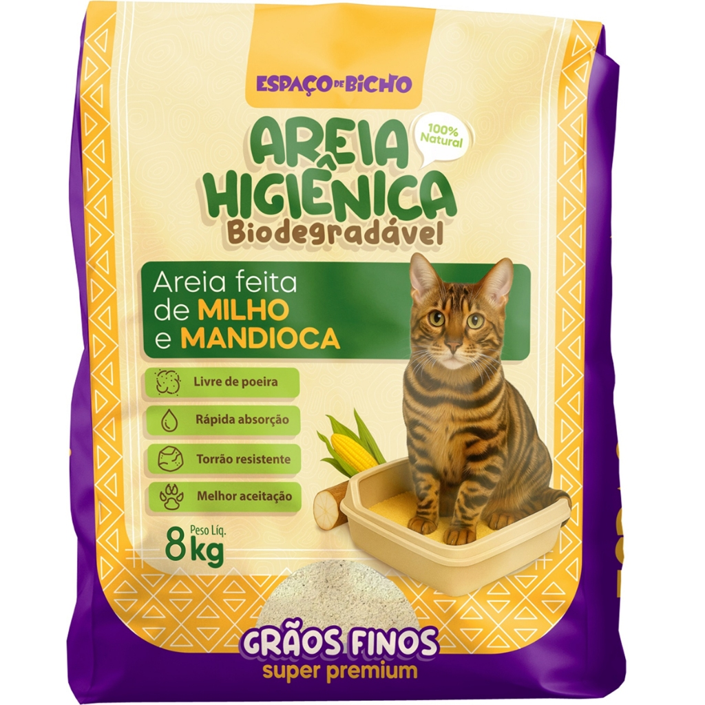 Areia Biodegradável Grãos Finos | Sem Poeira