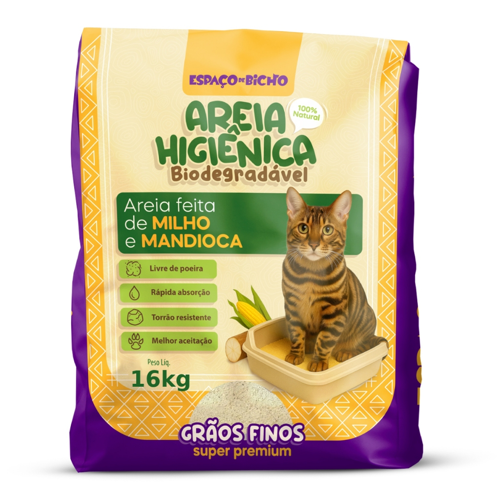 Areia Biodegradável Grãos Finos | Sem Poeira