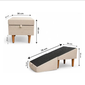 Pufe Rampa Pet 2 em 1 para Cachorro e Gato – Ajuda seu Pet a Subir no Sofá com Conforto e Segurança