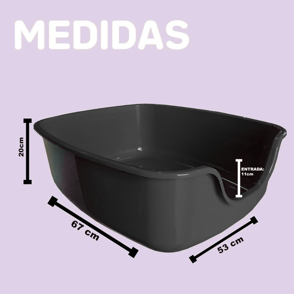 Caixa De Areia Bandeja Big Gatos Bordas Altas Grande Antidispersão Banheiro Higiênico Pet Plástico