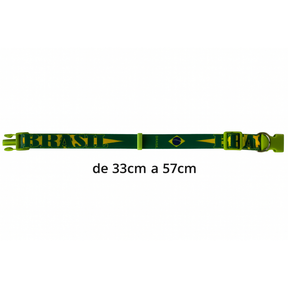 Coleira com Guia Brasil para Cachorro Ajustável Nylon Copa Médio e Grande Porte