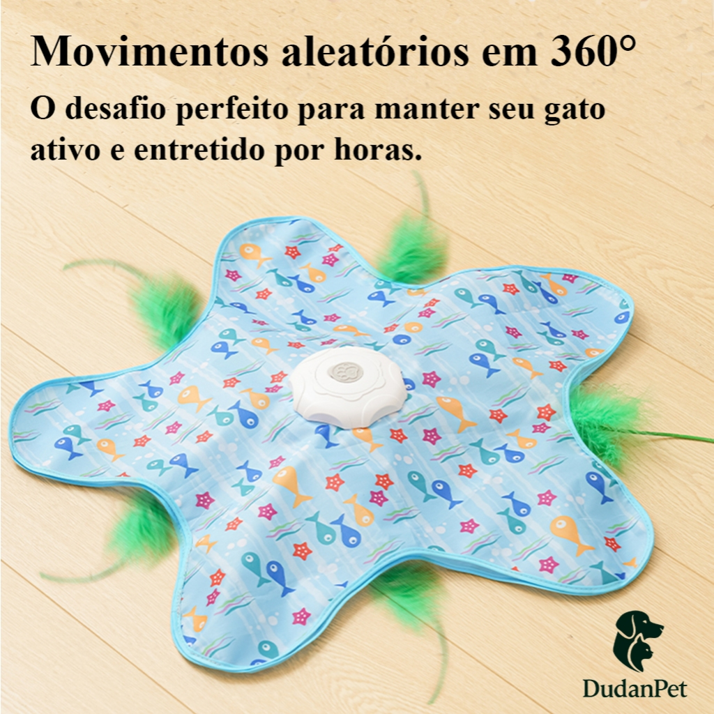 Brinquedo Interativo Gato Movimento Mouse, Penas e Sons + BRINDE