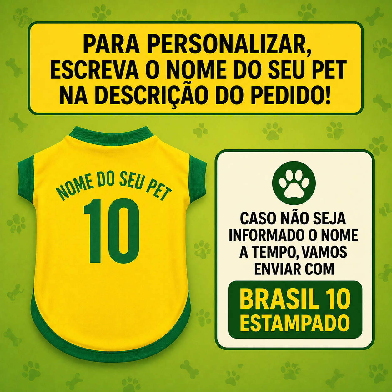 Roupinha Pet Copa do Mundo| Personalizada com Nome