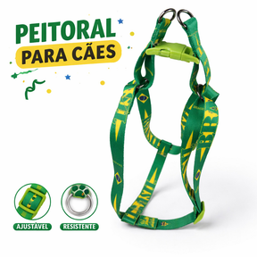 Peitoral com Guia Brasil para Cachorro Nylon Ajustável Médio Grande Copa 2026